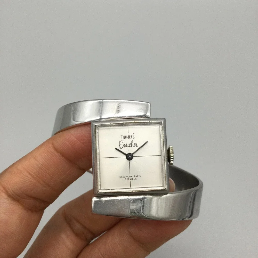 Vintage Marcel Boucher Womens Watch 22mm Silver Tone Bangle Manual Wind 6.5